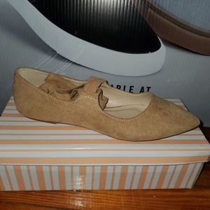 Tan lace up flats